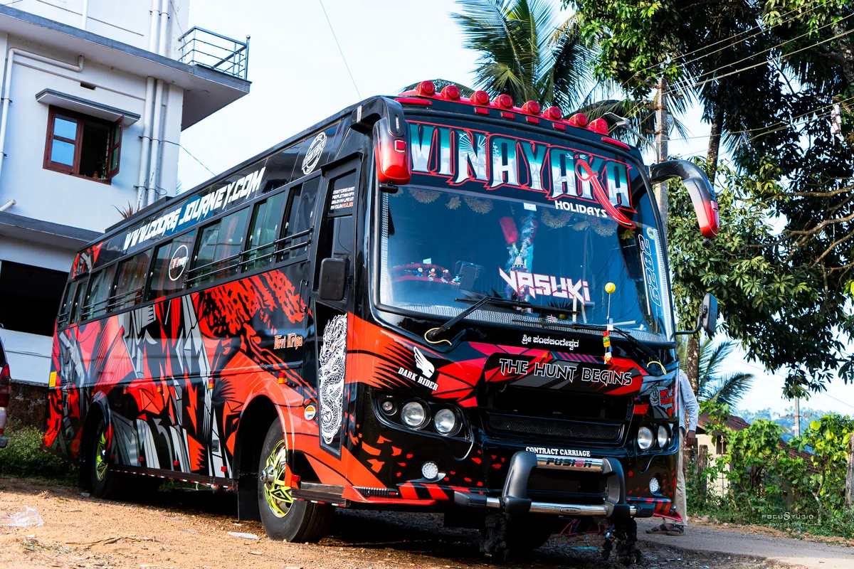 Sri Vinayaka Holidays Tour Bus VASUKI The Hunt Begins Front Angle